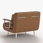 Canapé-lit convertible mi-siècle moderne Gaoyangjiaju en similicuir cognac de 150 cm avec mousse haute densité et pieds de soutien cachés