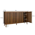 Meuble de rangement Homy Casa 63 en bois avec portes à lattes et étagères réglables, finition noyer