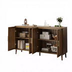Meuble de rangement Homy Casa 63 en bois avec portes à lattes et étagères réglables, finition noyer
