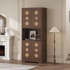 COZONY Meuble de Rangement Haut de Cuisine 183 cm avec Plan de Travail, Support Micro-ondes, Buffet en Bois pour Salle à Manger et Salon