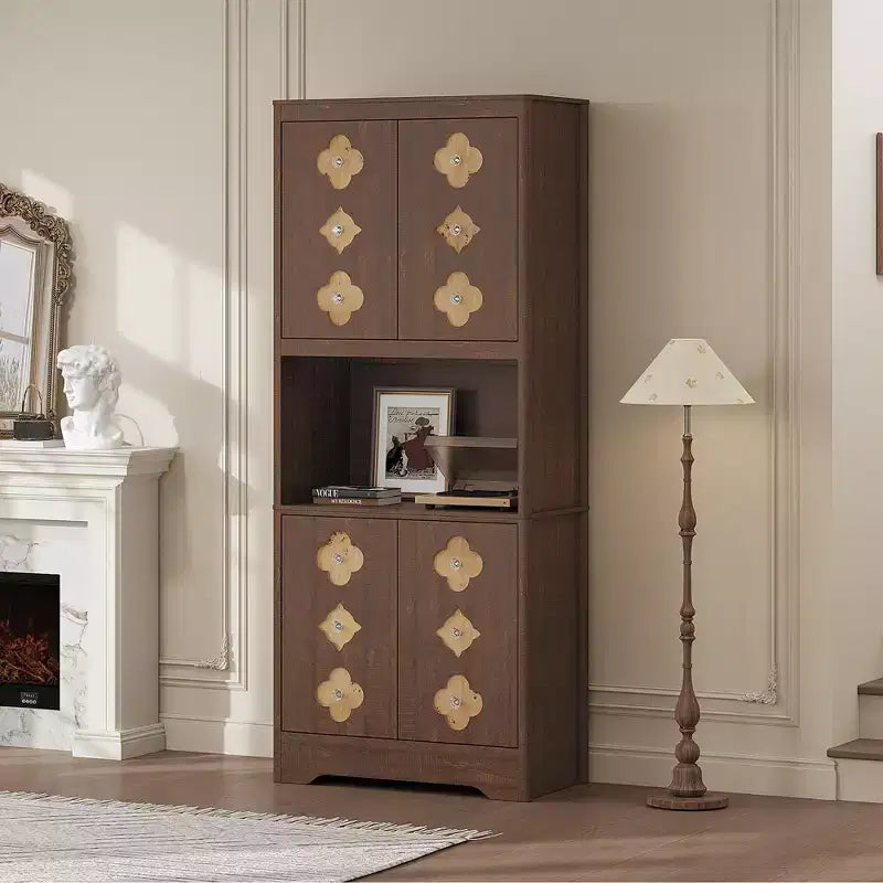 COZONY Meuble de Rangement Haut de Cuisine 183 cm avec Plan de Travail, Support Micro-ondes, Buffet en Bois pour Salle à Manger et Salon