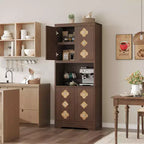 COZONY Meuble de Rangement Haut de Cuisine 183 cm avec Plan de Travail, Support Micro-ondes, Buffet en Bois pour Salle à Manger et Salon