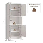 COZONY Meuble de Rangement Haut de Cuisine 183 cm avec Plan de Travail, Support Micro-ondes, Buffet en Bois pour Salle à Manger et Salon