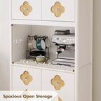 COZONY Meuble de Rangement Haut de Cuisine 183 cm avec Plan de Travail, Support Micro-ondes, Buffet en Bois pour Salle à Manger et Salon