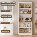 COZONY Meuble de Rangement Haut de Cuisine 183 cm avec Plan de Travail, Support Micro-ondes, Buffet en Bois pour Salle à Manger et Salon