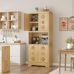 COZONY Meuble de Rangement Haut de Cuisine 183 cm avec Plan de Travail, Support Micro-ondes, Buffet en Bois pour Salle à Manger et Salon