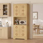 COZONY 72 Inch Tall Pantry Cabinet Kitchen Hutch Storage with Countertop Microwave Stand Wooden Cupboard for Dining Room Living Room