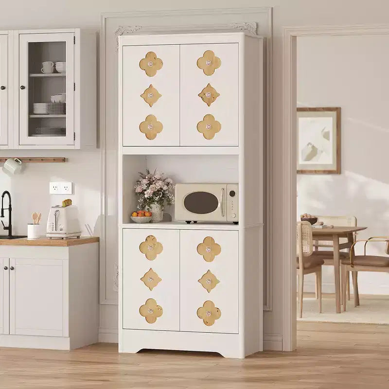 COZONY Meuble de Rangement Haut de Cuisine 183 cm avec Plan de Travail, Support Micro-ondes, Buffet en Bois pour Salle à Manger et Salon