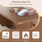 Table de salle à manger de 71 po avec pieds cannelés et rangement, table de cuisine de style ferme moderne pour les réunions de famille, 6 à 8 places