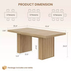 Table de salle à manger de 71 po avec pieds cannelés et rangement, table de cuisine de style ferme moderne pour les réunions de famille, 6 à 8 places