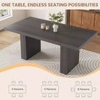 Table de salle à manger de 71 po avec pieds cannelés et rangement, table de cuisine de style ferme moderne pour les réunions de famille, 6 à 8 places