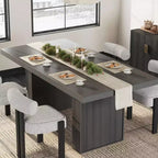 71 Fluted Leg Dining Table with Storage, Modern Farmhouse Kitchen Table for Family Gatherings, Seats 6-8