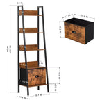 Étagère Échelle Rustique FurnitureR avec Tiroir en Tissu Amovible, Étagère Murale Inclinée et Support à Plantes, Organisateur de Rangement pour Salon, Bureau à Domicile