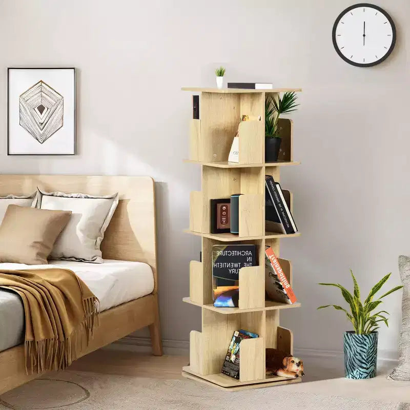 Étagère à livres décorative rotative FurnitureR, bibliothèque verticale autoportante avec étagères ouvertes à plusieurs niveaux, peu encombrante pour le salon, la chambre ou le bureau