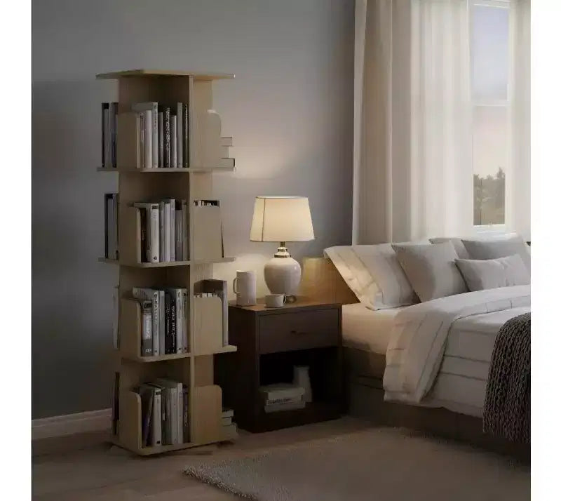 Étagère à livres décorative rotative FurnitureR, bibliothèque verticale autoportante avec étagères ouvertes à plusieurs niveaux, peu encombrante pour le salon, la chambre ou le bureau
