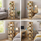Étagère à livres décorative rotative FurnitureR, bibliothèque verticale autoportante avec étagères ouvertes à plusieurs niveaux, peu encombrante pour le salon, la chambre ou le bureau