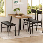 Ensemble Table à Manger pour 4, Table de Cuisine avec Banc Rembourré et 2 Chaises, Table de Petit-Déjeuner pour Petit Espace, Salle à Manger, Appartement, Restaurant, Marron