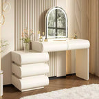 Coiffeuse GDFStudio Madison moderne en cuir avec miroir lumineux LED et 5 tiroirs