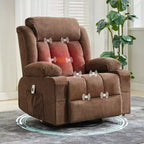 Fauteuil berçant/inclinable extra large pour salon, rotation à 360°, 3 angles d'inclinaison, double porte-gobelets avec poches latérales, canapé une place