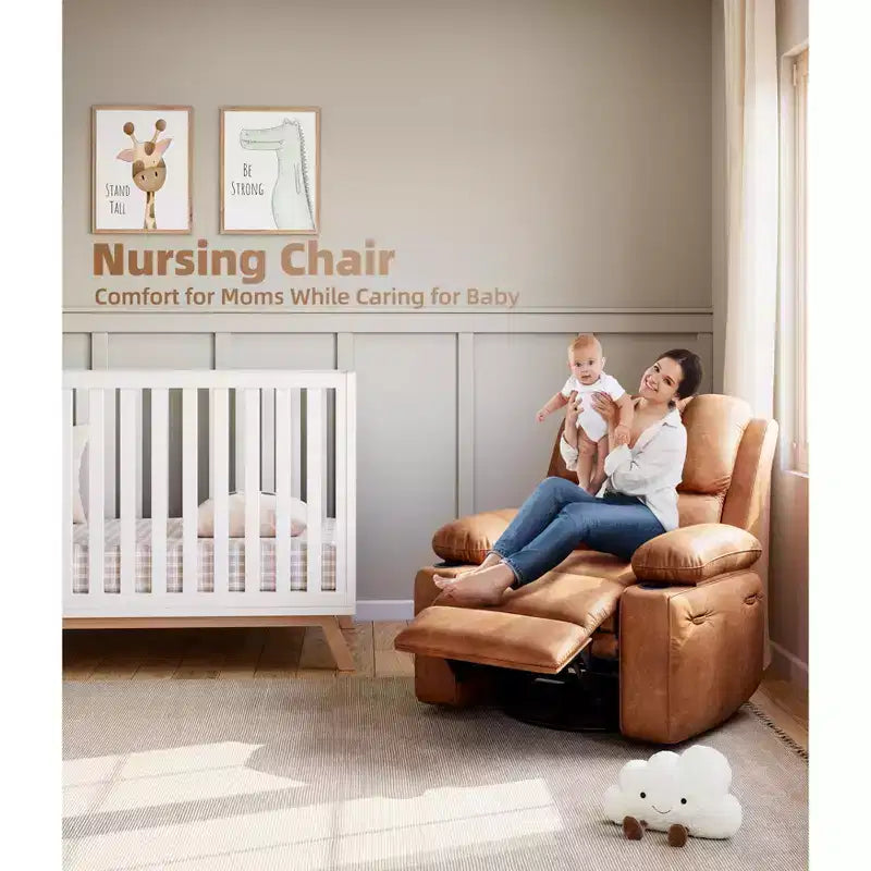Fauteuil berçant pivotant extra-large avec fonctions chauffantes et massantes, dossier réglable manuellement, soutien ergonomique, deux porte-gobelets