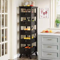 Lantine Black Wood Fruit and Vegetable Storage Rack, 5-Tier Narrow Snack Stand Kitchen Stand Fruit Basket, Pull-Out Utility Organizer for Living Room