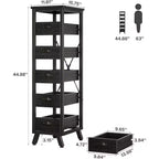 Étagère de rangement pour fruits et légumes Lantine en bois noir, support étroit à 5 niveaux pour collations, panier à fruits de cuisine, organisateur utilitaire coulissant pour salon