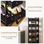 Étagère de rangement pour fruits et légumes Lantine en bois noir, support étroit à 5 niveaux pour collations, panier à fruits de cuisine, organisateur utilitaire coulissant pour salon
