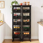 Étagère de rangement pour fruits et légumes Lantine en bois noir, support étroit à 5 niveaux pour collations, panier à fruits de cuisine, organisateur utilitaire coulissant pour salon