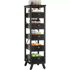 Étagère de rangement pour fruits et légumes Lantine en bois noir, support étroit à 5 niveaux pour collations, panier à fruits de cuisine, organisateur utilitaire coulissant pour salon