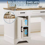 Garvee 58 Bureau de direction cannelé, Bureau d'ordinateur avec plateau coulissant pour clavier, 5 tiroirs texturés en relief et armoire de rangement, Bureau de style rustique pour bureau à domicile