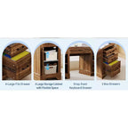 Garvee 58 Bureau de direction cannelé, Bureau d'ordinateur avec plateau coulissant pour clavier, 5 tiroirs texturés en relief et armoire de rangement, Bureau de style rustique pour bureau à domicile