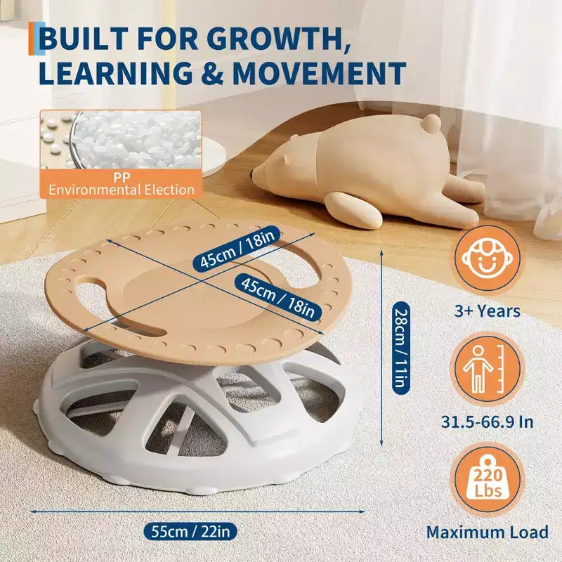 Chaise sensorielle pivotante à 360° pour enfants autistes et TDAH – Siège rotatif avec poignées de sécurité, base antidérapante, entraîneur d'équilibre et de coordination corporelle