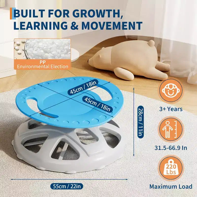 Chaise sensorielle pivotante à 360° pour enfants autistes et TDAH – Siège rotatif avec poignées de sécurité, base antidérapante, entraîneur d'équilibre et de coordination corporelle