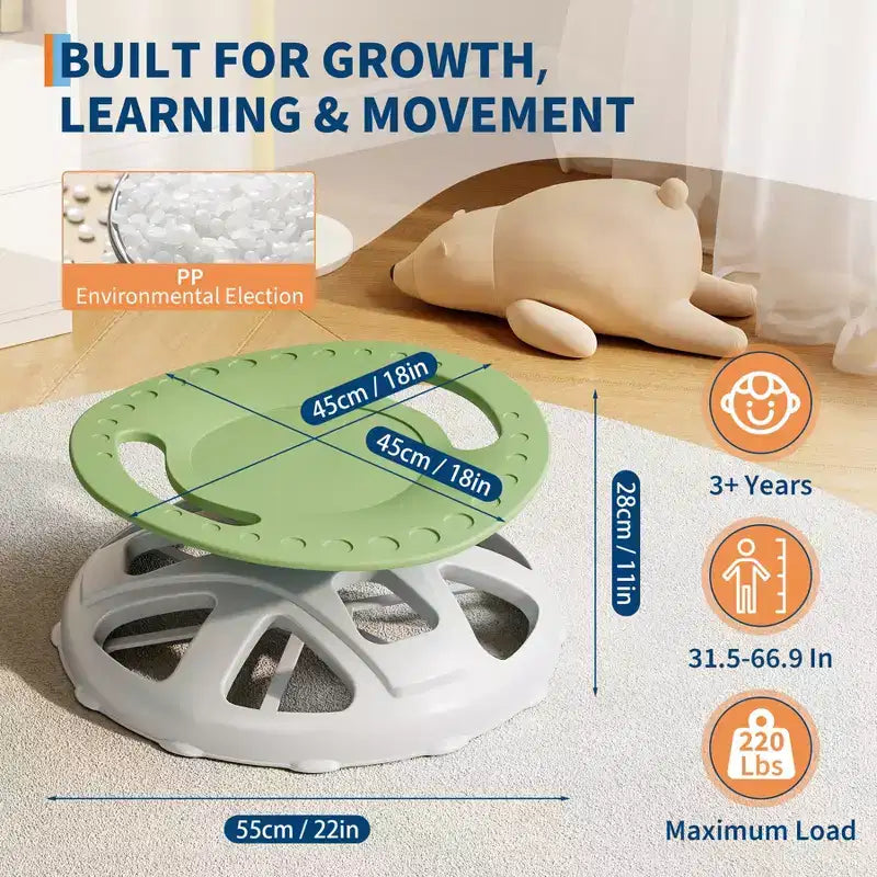 Chaise sensorielle pivotante à 360° pour enfants autistes et TDAH – Siège rotatif avec poignées de sécurité, base antidérapante, entraîneur d'équilibre et de coordination corporelle