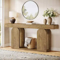 Lantine 70.9-Inch Farmhouse Console Sofa Table with Wood Frame and 2-Tier Storage Shelf, Light Brown, Ideal for Living Room, Hallway, Foyer.
