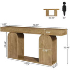 Console Table Lantine 180 cm de style Ferme avec Cadre en Bois et Étagère de Rangement à 2 Niveaux, Marron Clair, Idéale pour le Salon, le Couloir, l'Entrée.