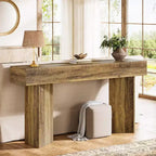Lantine 63-Inch Console Table, MDF Farmhouse Rustic Brown Narrow Wooden Table for Entryway, Sofa, Foyer, Hallway, Living Room