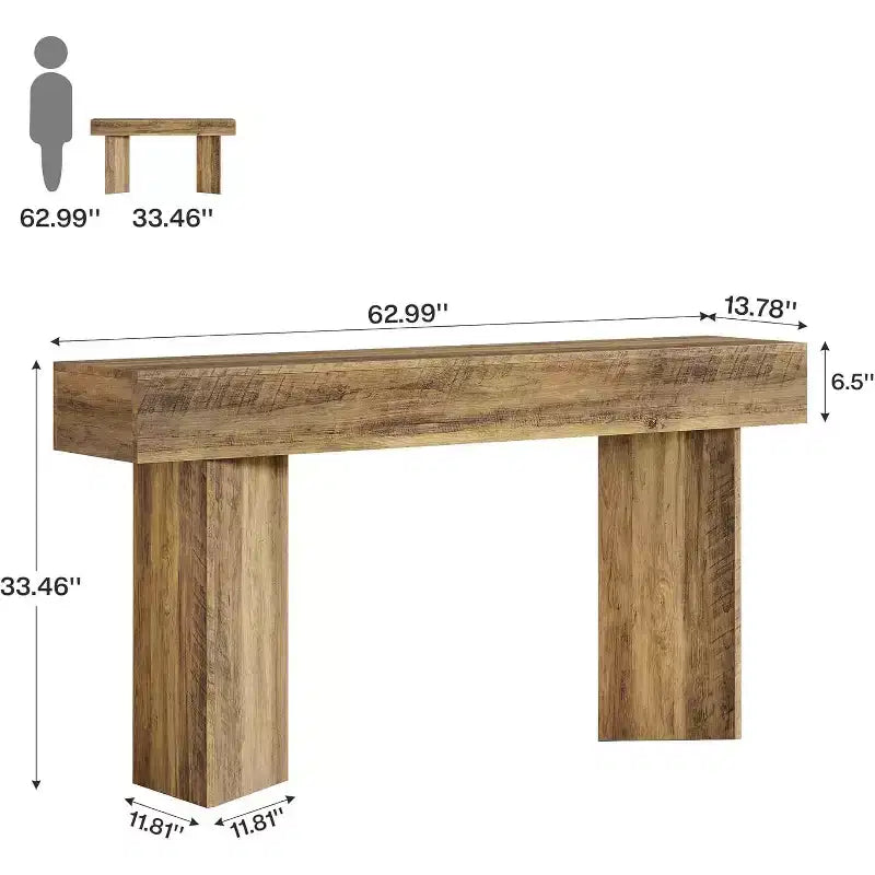 Table console Lantine de 63 po, table étroite en bois rustique marron en MDF pour entrée, canapé, hall, couloir, salon