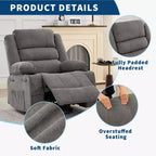 Fauteuil inclinable, pivotant à 360°, avec fonction balancelle et 3 positions manuelles pour adulte, 2 porte-gobelets et 4 poches, idéal pour la chambre d'enfant, le salon, la chambre à coucher ou le bureau.