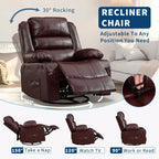 Fauteuil inclinable, pivotant à 360°, avec fonction balancelle et 3 positions manuelles pour adulte, 2 porte-gobelets et 4 poches, idéal pour la chambre d'enfant, le salon, la chambre à coucher ou le bureau.