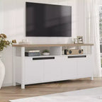 Meuble TV de ferme de 63 pouces pour téléviseurs jusqu'à 65 pouces, long meuble de divertissement avec 4 portes et étagère ouverte, pour salon, chambre à coucher