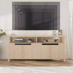 Meuble TV de ferme de 63 pouces pour téléviseurs jusqu'à 65 pouces, long meuble de divertissement avec 4 portes et étagère ouverte, pour salon, chambre à coucher