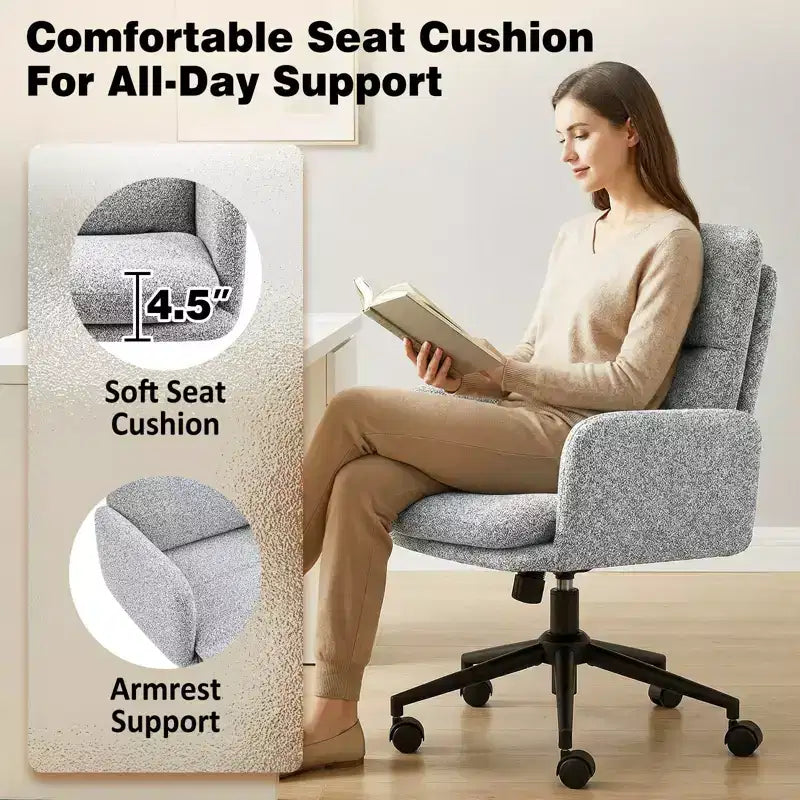 Fauteuil de bureau moderne Furniliving avec dossier hautChaise d'appoint rembourrée en chenille