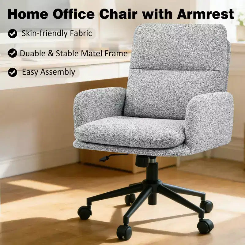Fauteuil de bureau moderne Furniliving avec dossier hautChaise d'appoint rembourrée en chenille