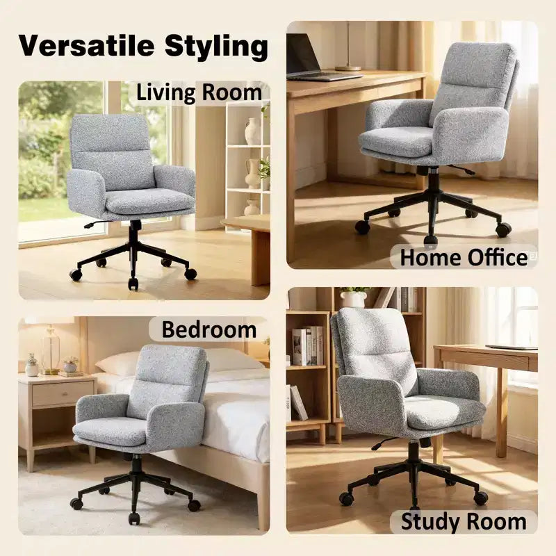 Fauteuil de bureau moderne Furniliving avec dossier hautChaise d'appoint rembourrée en chenille