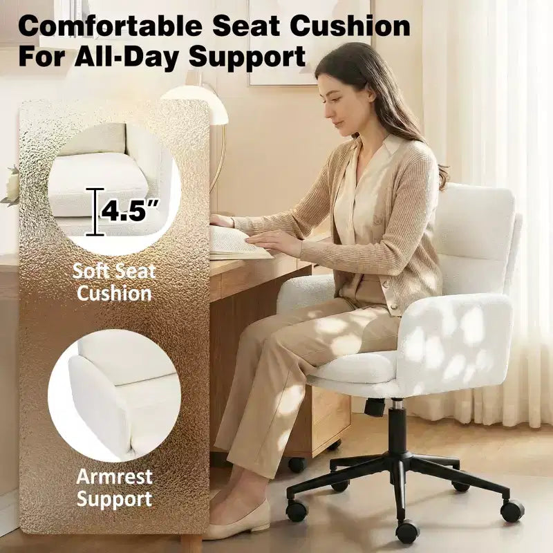 Fauteuil de bureau moderne Furniliving avec dossier hautChaise d'appoint rembourrée en chenille