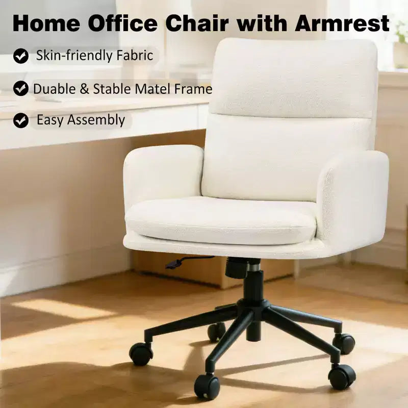 Fauteuil de bureau moderne Furniliving avec dossier hautChaise d'appoint rembourrée en chenille