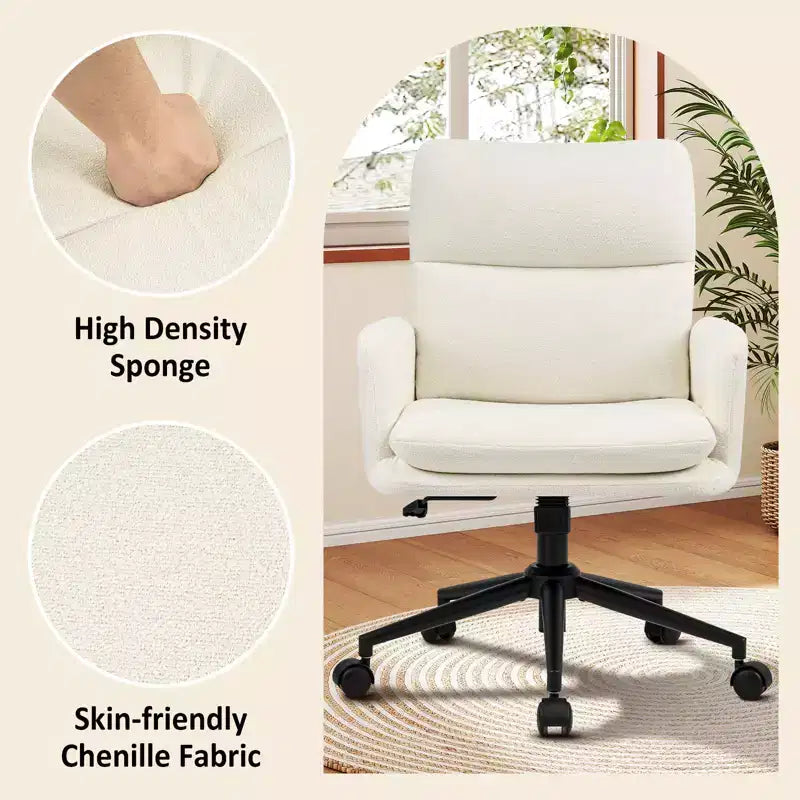 Fauteuil de bureau moderne Furniliving avec dossier hautChaise d'appoint rembourrée en chenille