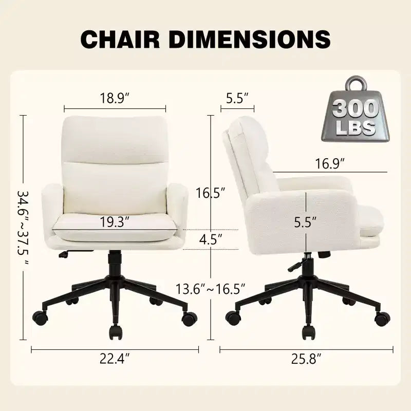Fauteuil de bureau moderne Furniliving avec dossier hautChaise d'appoint rembourrée en chenille