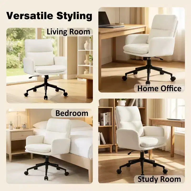 Fauteuil de bureau moderne Furniliving avec dossier hautChaise d'appoint rembourrée en chenille